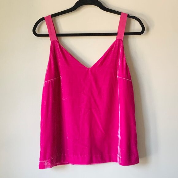 NWT J. Crew Drapey Velvet Camisole Tank Top, Bright Berry, Small (Fits Medium) - Picture 4 of 10